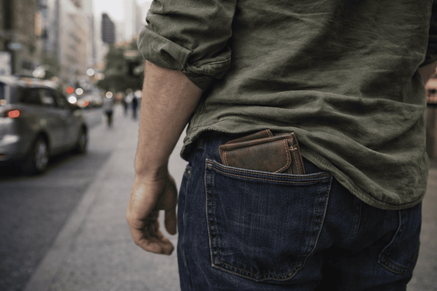 malá kožená peňaženka vo vrecku  mk_1